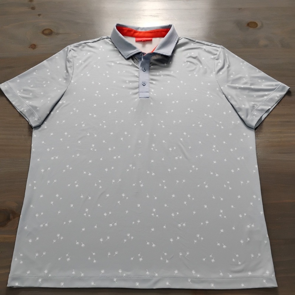Redvanly Golf Polo Shirt Men's XL Light Blue White AOP Short Sleeve Performance